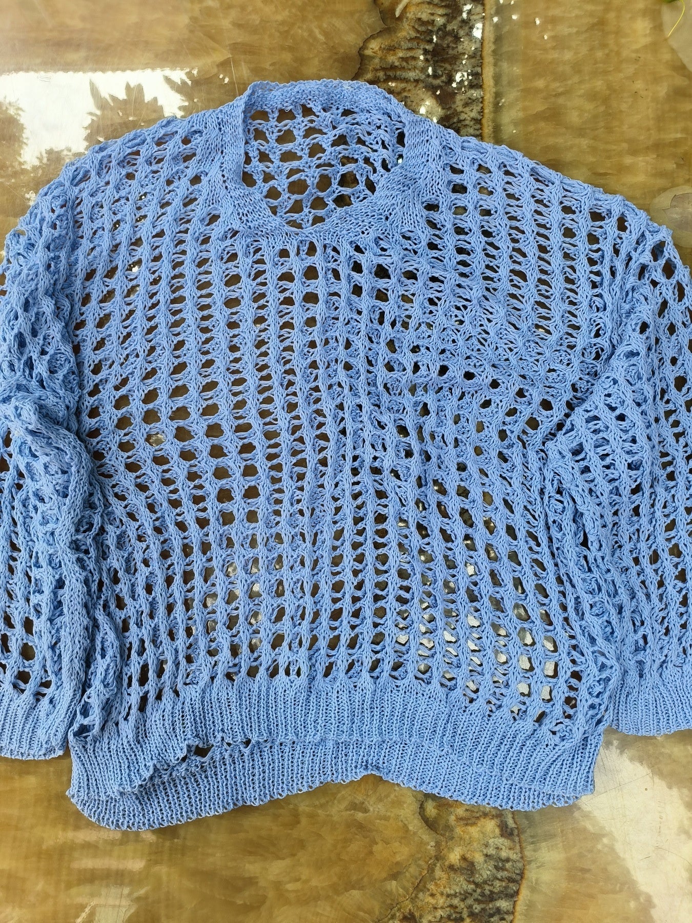 Loose Leisure All-matching Hollow Long Sleeve Plus Size Women's Knitted Sweater