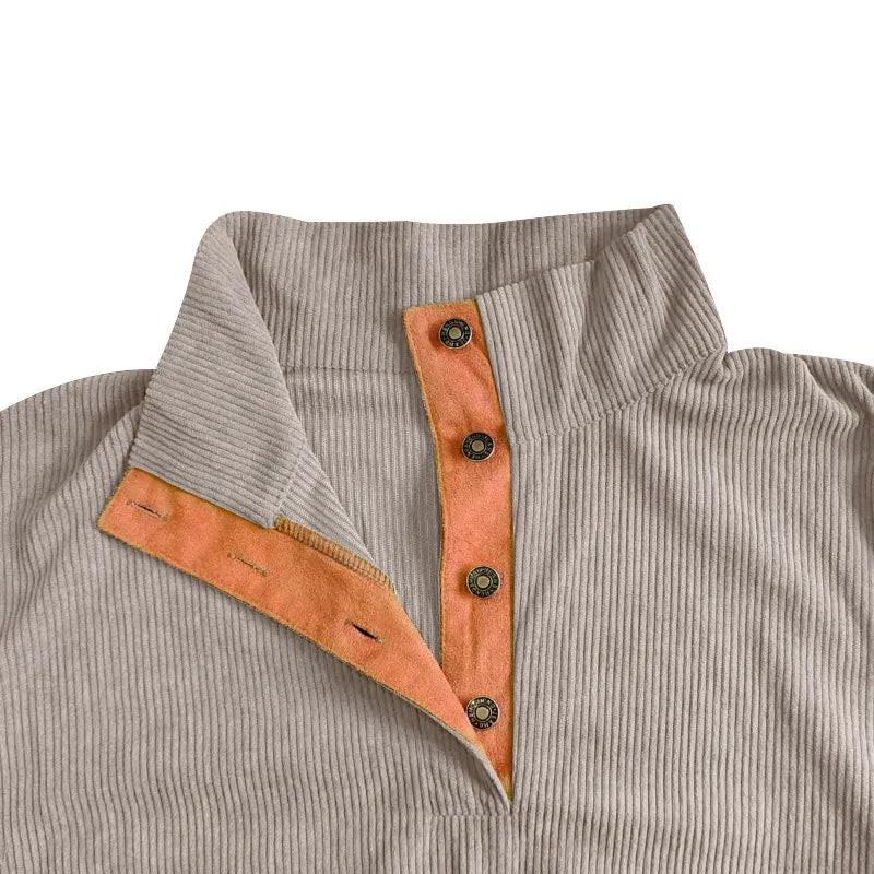 Corduroy Casual Stand Collar Long-sleeved Sweater