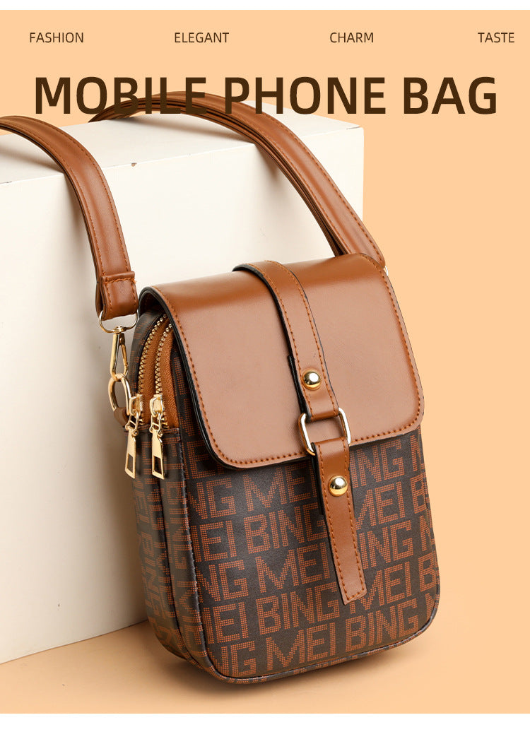Soft Leather Retro Printed Mini Crossbody Bag
