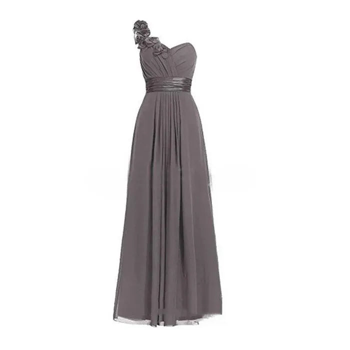 Women's Multi Colored Slanted Neck Sleeveless Strapless Long Dress