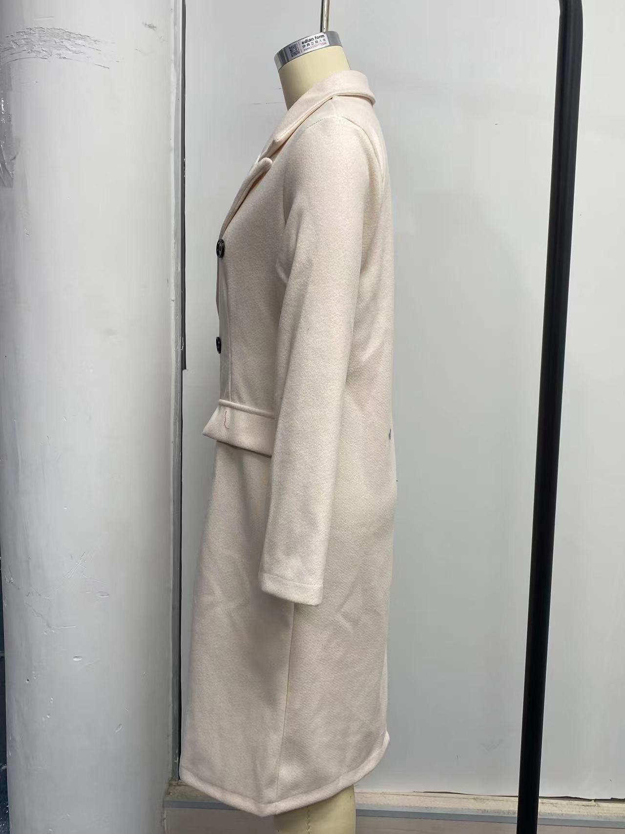 Long Sleeve Lapel Coat Winter Fashion Solid Double Breasted Slim Long Jacket Womens Clothing