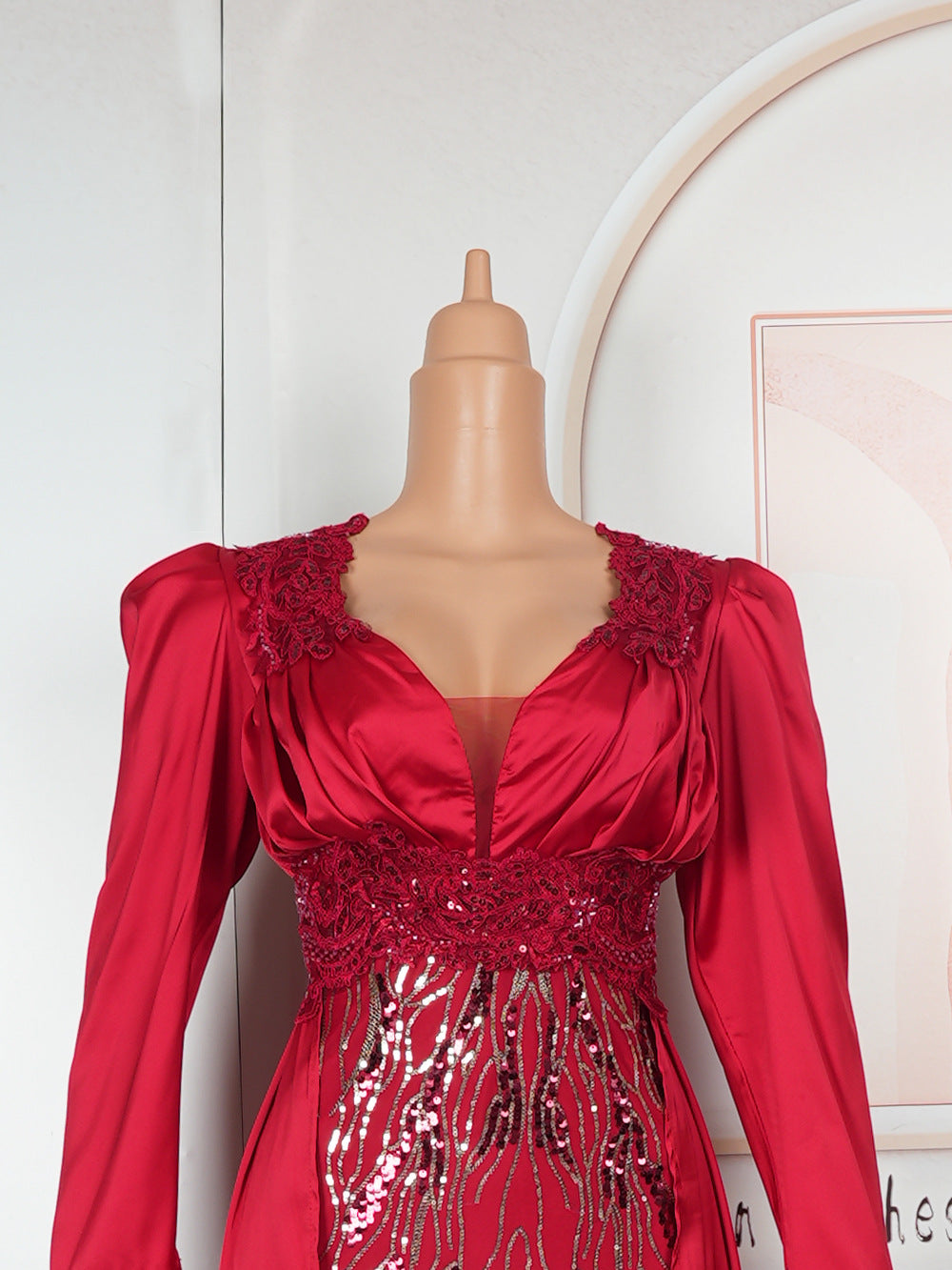 Plus Size Women's Dress V-neck Backless Sequined Evening Dress