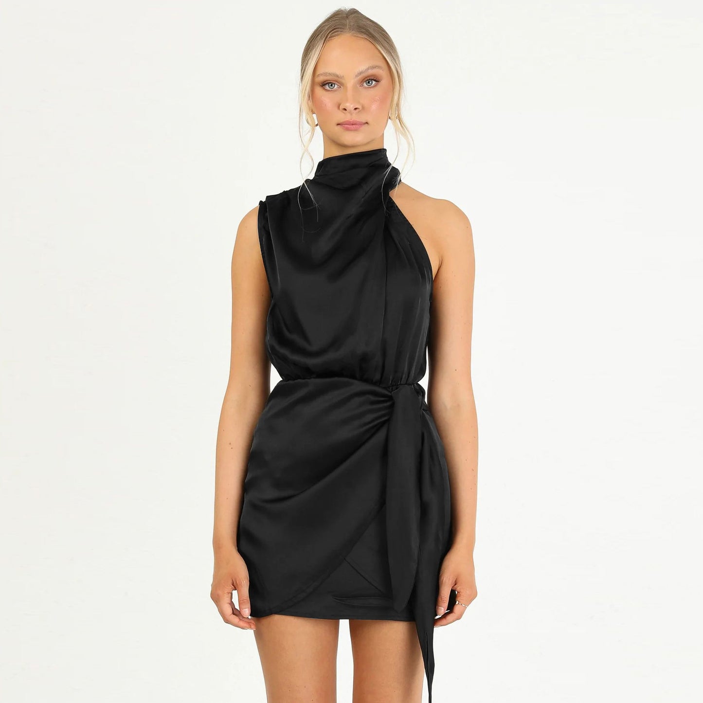 Satin Tied Slim Fit Socialite Dress Fashion