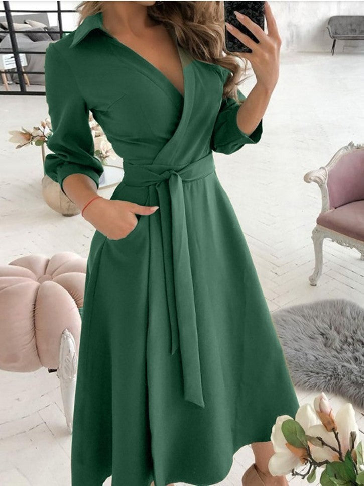 Sexy Fashion Long-sleeved Deep V-neck Print Bag Hip Irregular Party Dress Women