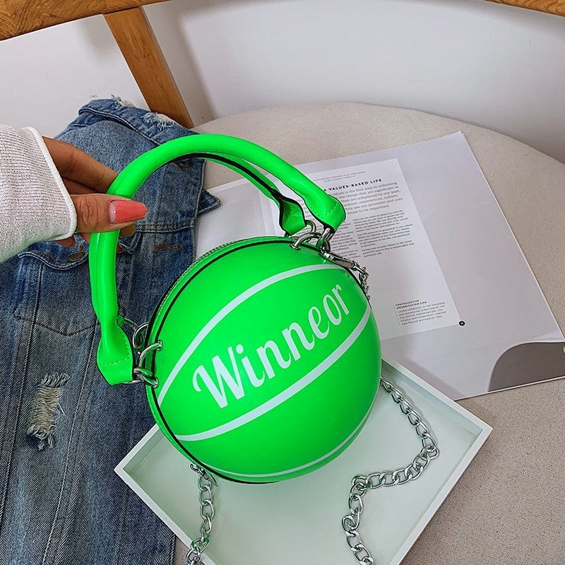 Basketball Shape Chain Shoulder Crossbody Handbags for Women