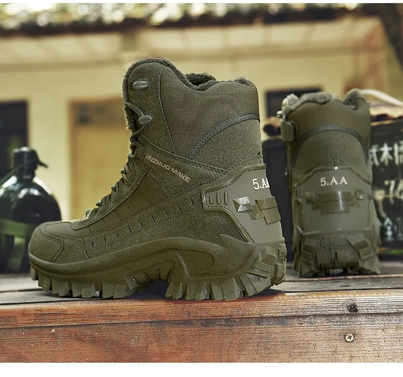 Combat Boots Winter Fleece-lined Warm Snow Boots Men