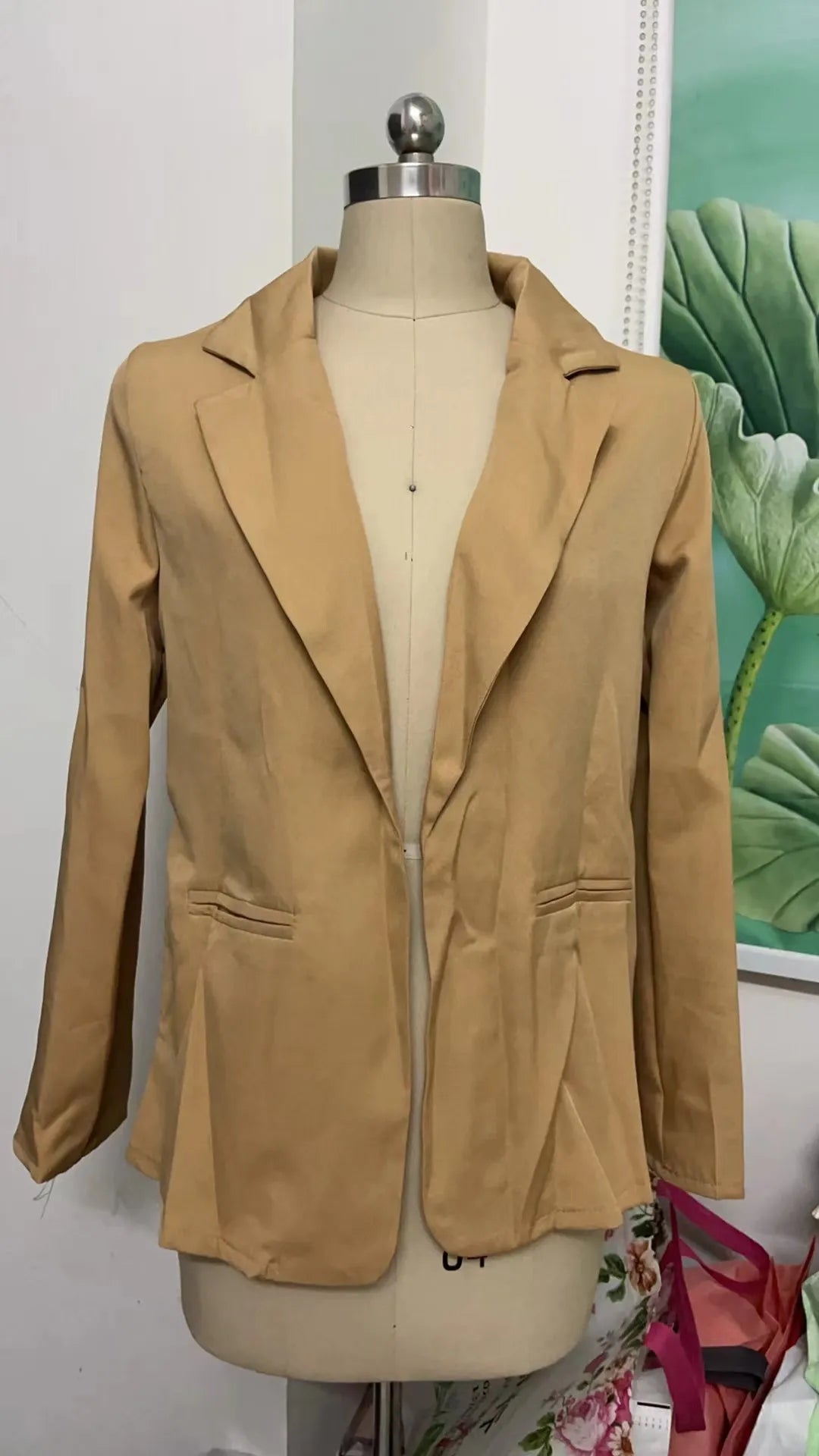 Women's Casual Rolled Sleeves Blazer With Pockets