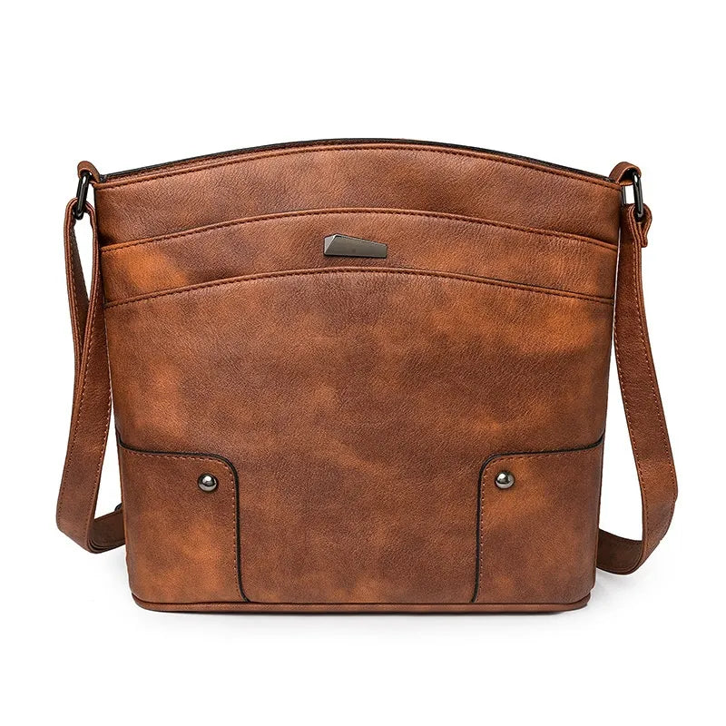 Retro Multi-layer PU Bag Women's Simple High-grade Crossbody