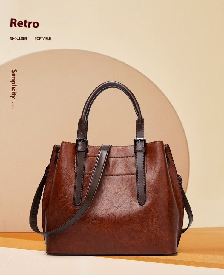 Retro Handbag Contrast Shoulder Women Bag Big Bag