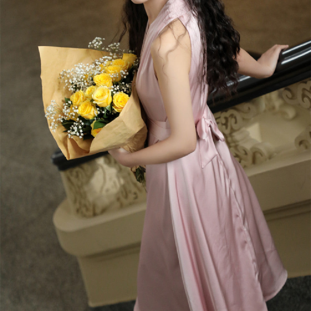 Women's Fashion Satin Hanging Neck Dress