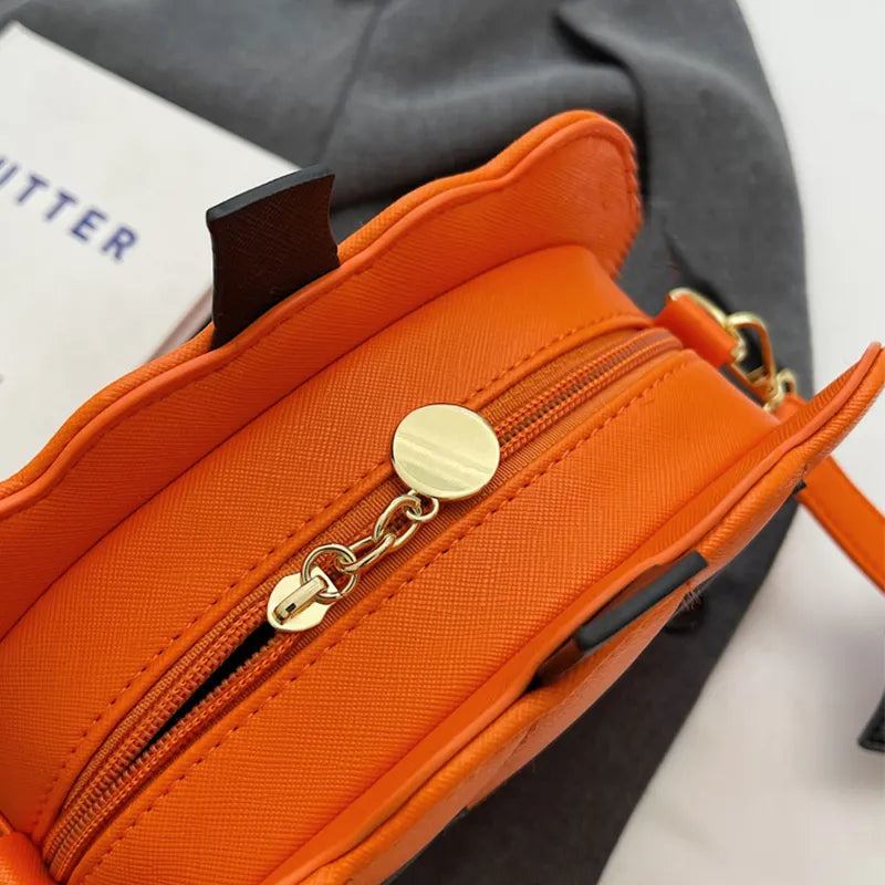 Halloween Bags Funny Pumpkin Cartoon Shoulder Crossbody Bag With Bat Creative Female Bag
