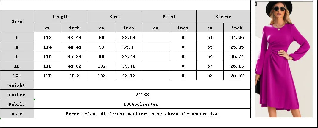 European And American Round Neck Pullover Fashion Long Sleeve Slim Fit Slit Dress