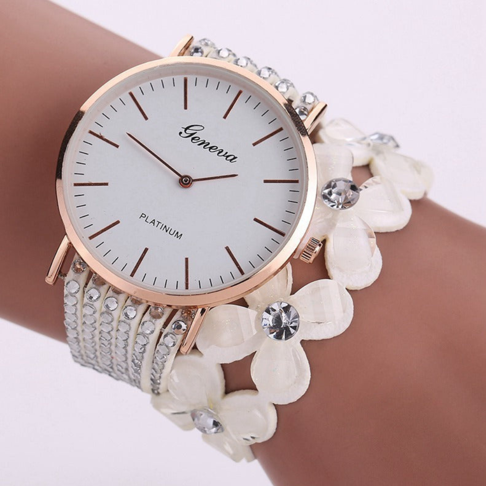 Fashion Geneva Flowers Watches Women Dress Elegant Quartz Bracelet Ladies Watch Crystal Diamond Wrist Watch Gift