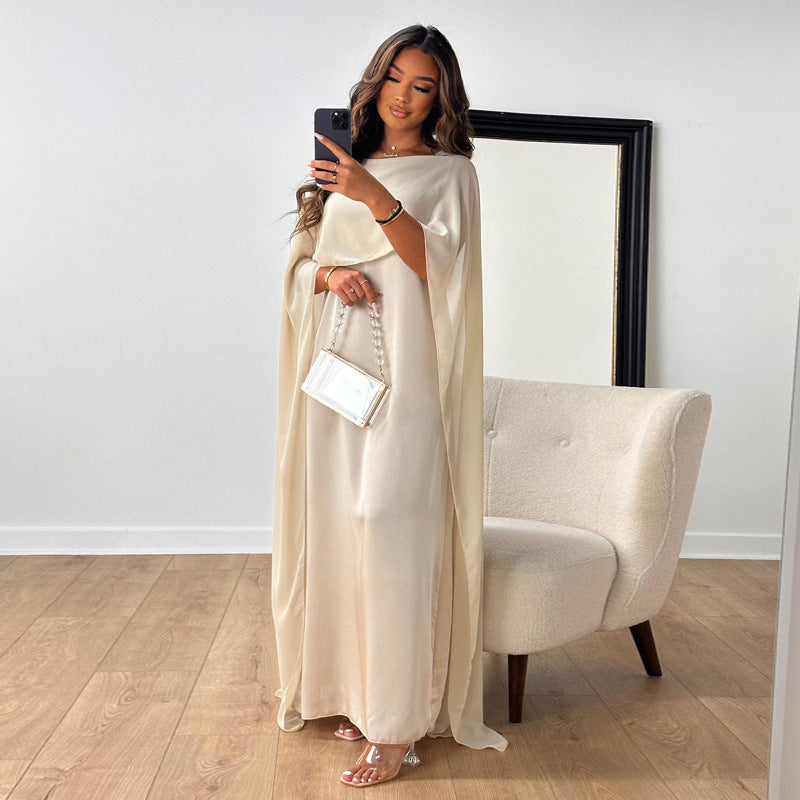 Round Neck Loose Big Hem Chiffon Dress Women