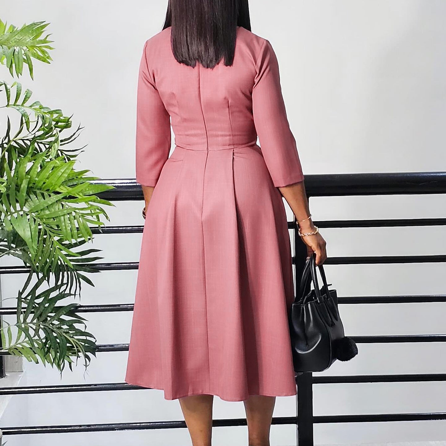 Elegant Pure Color Pleated Plus Size Women's