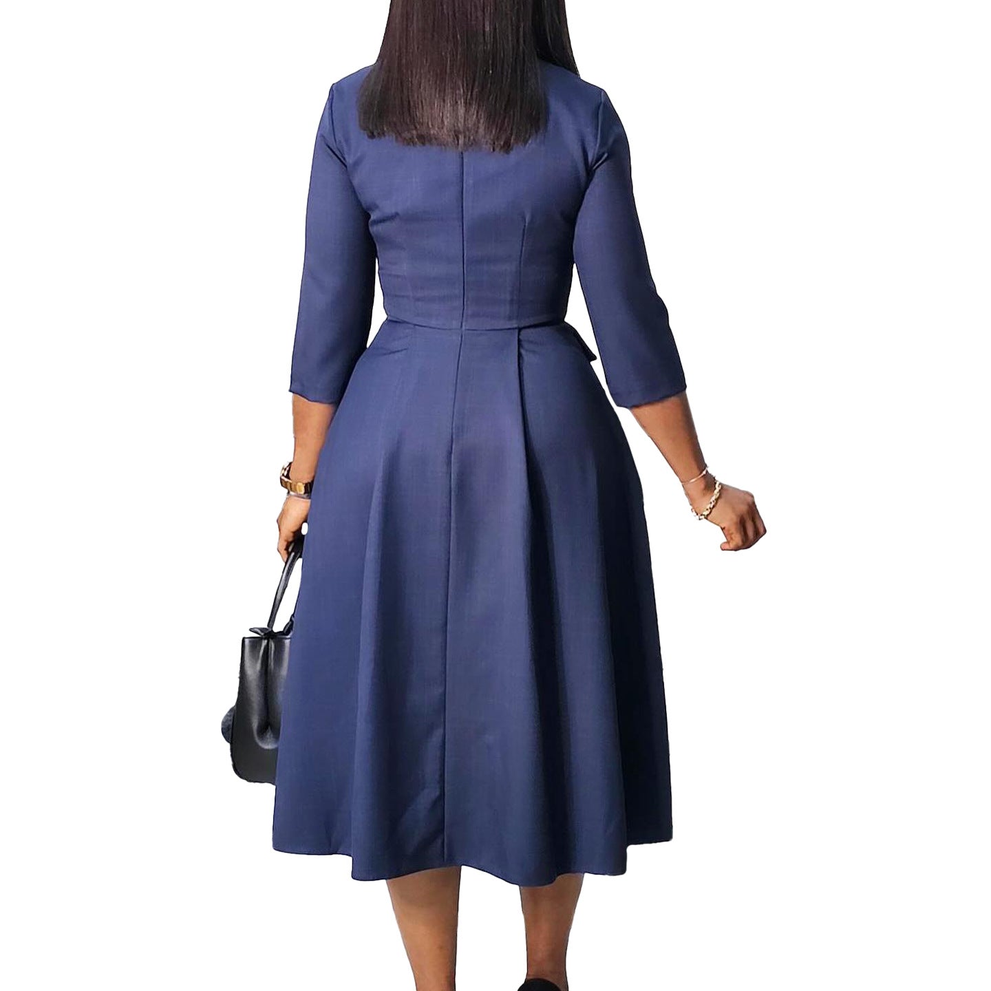Elegant Pure Color Pleated Plus Size Women's