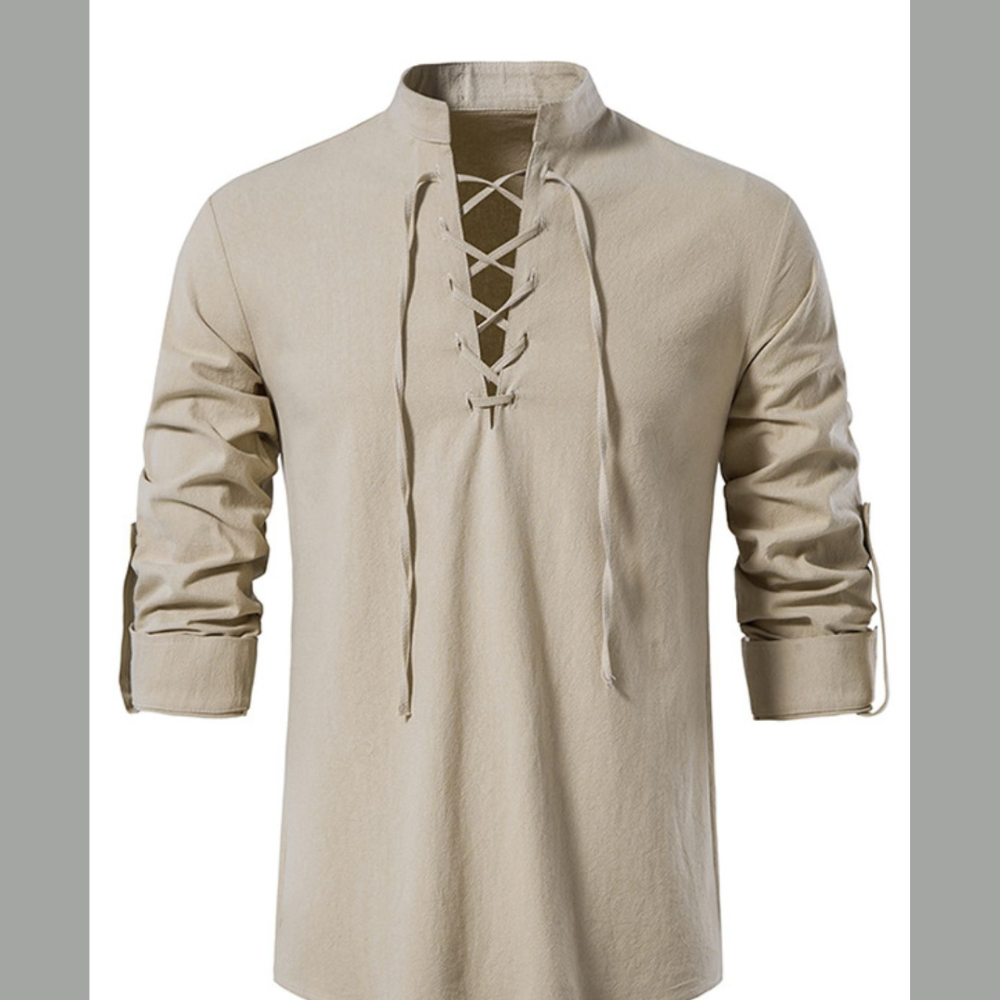 Men's Lace Up Long Sleeve Blouse
