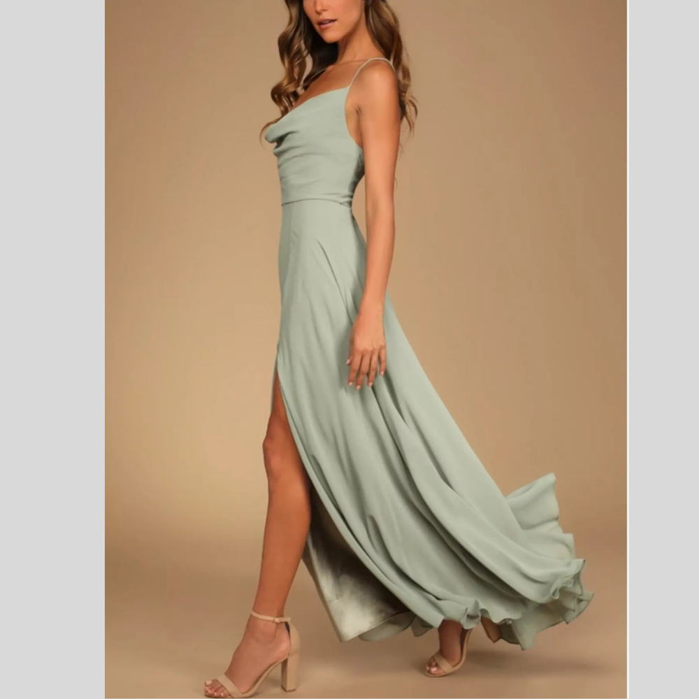 Slit Cowl Neck Maxi Dress