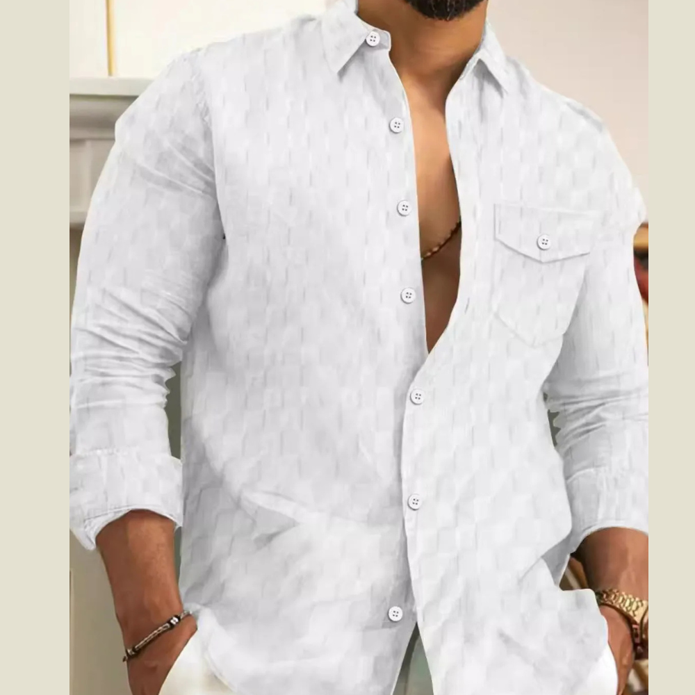 Men's Plus Size Long Sleeve Button-Up Shirt