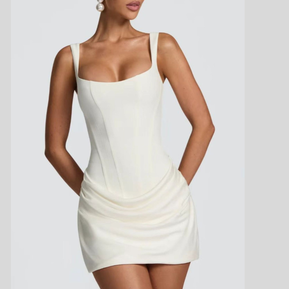 Ruched Sleeveless Mini Dress
