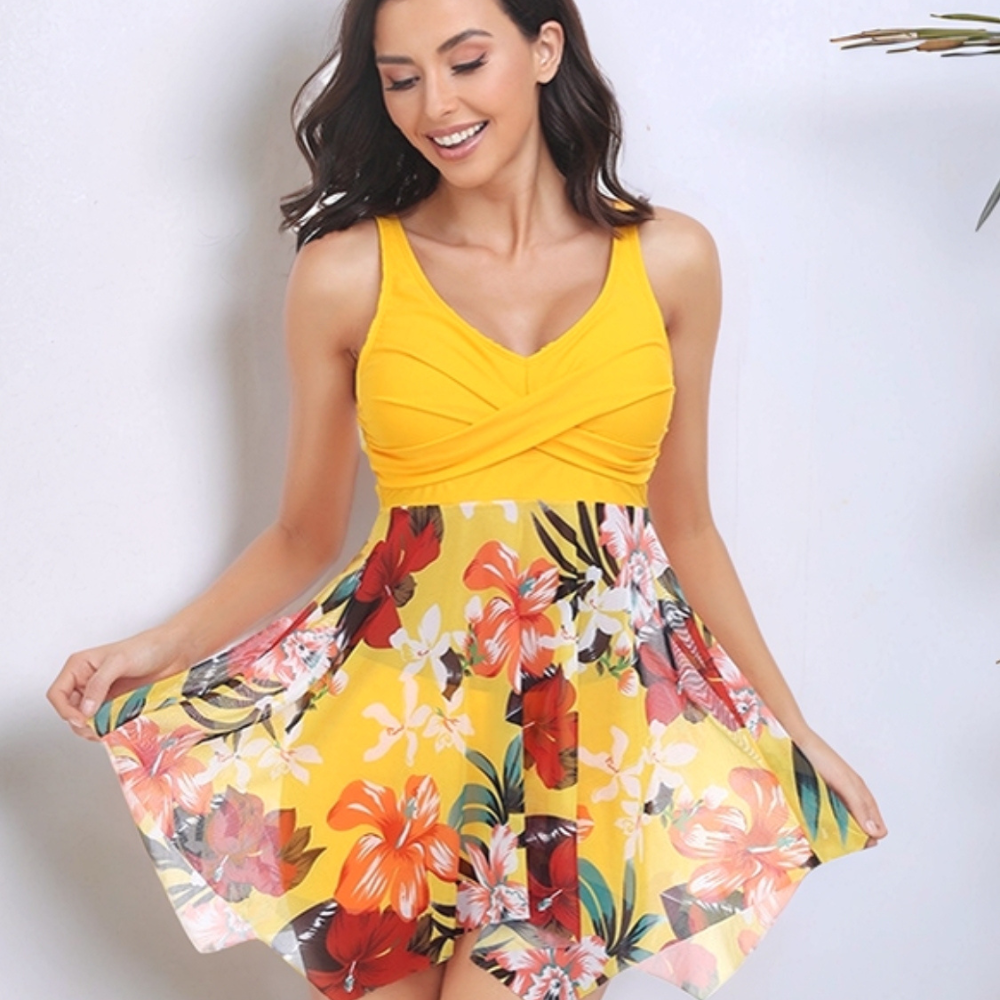Printed Wide Strap Two-Piece Swim Set