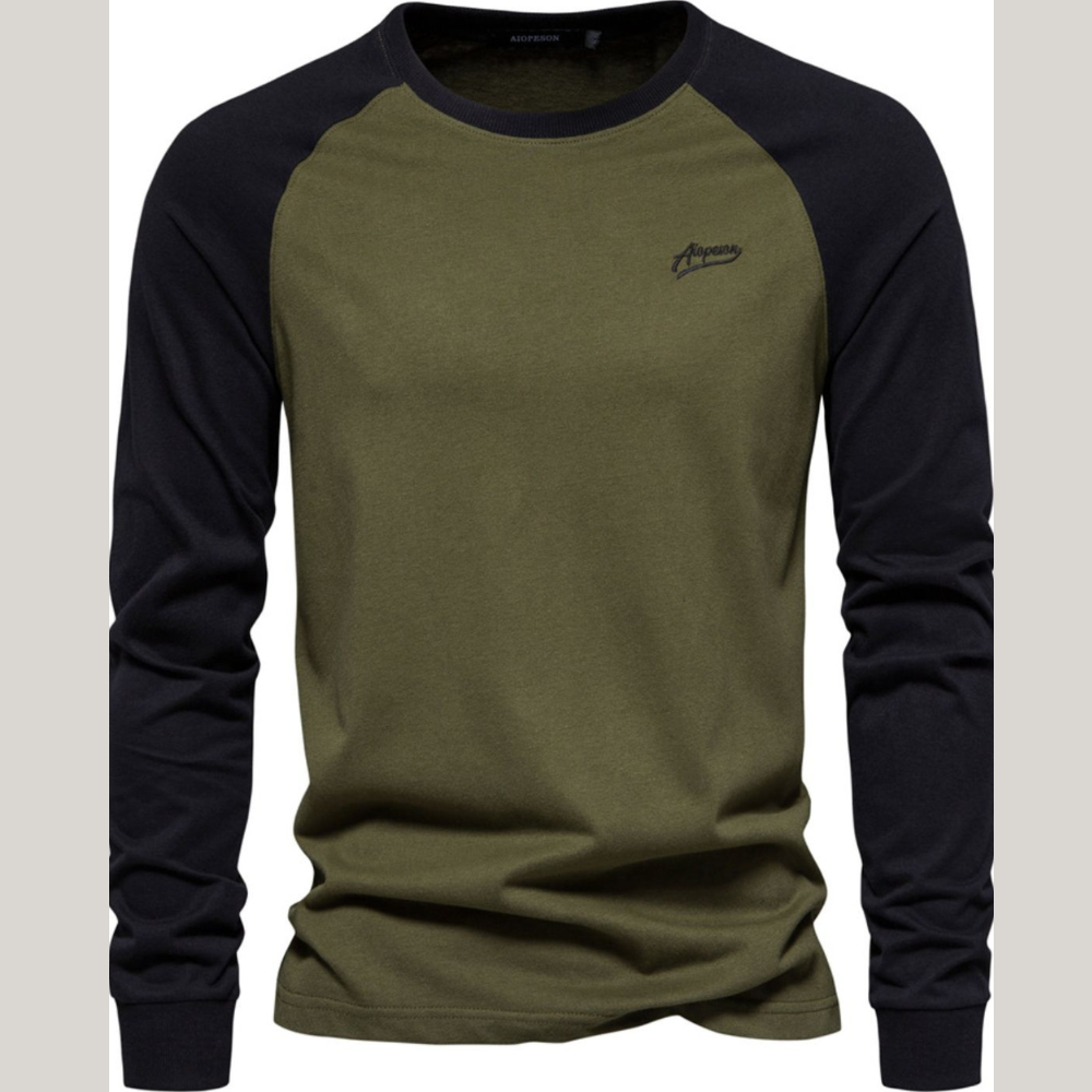 Men's Contrast Round Neck Raglan Sleeve T-Shirt