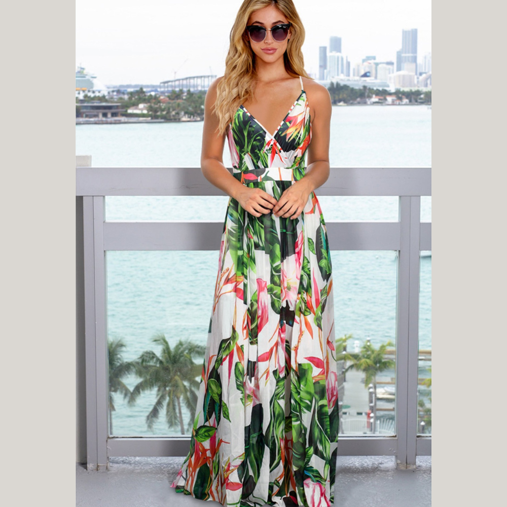Crisscross Printed Surplice Cami Dress