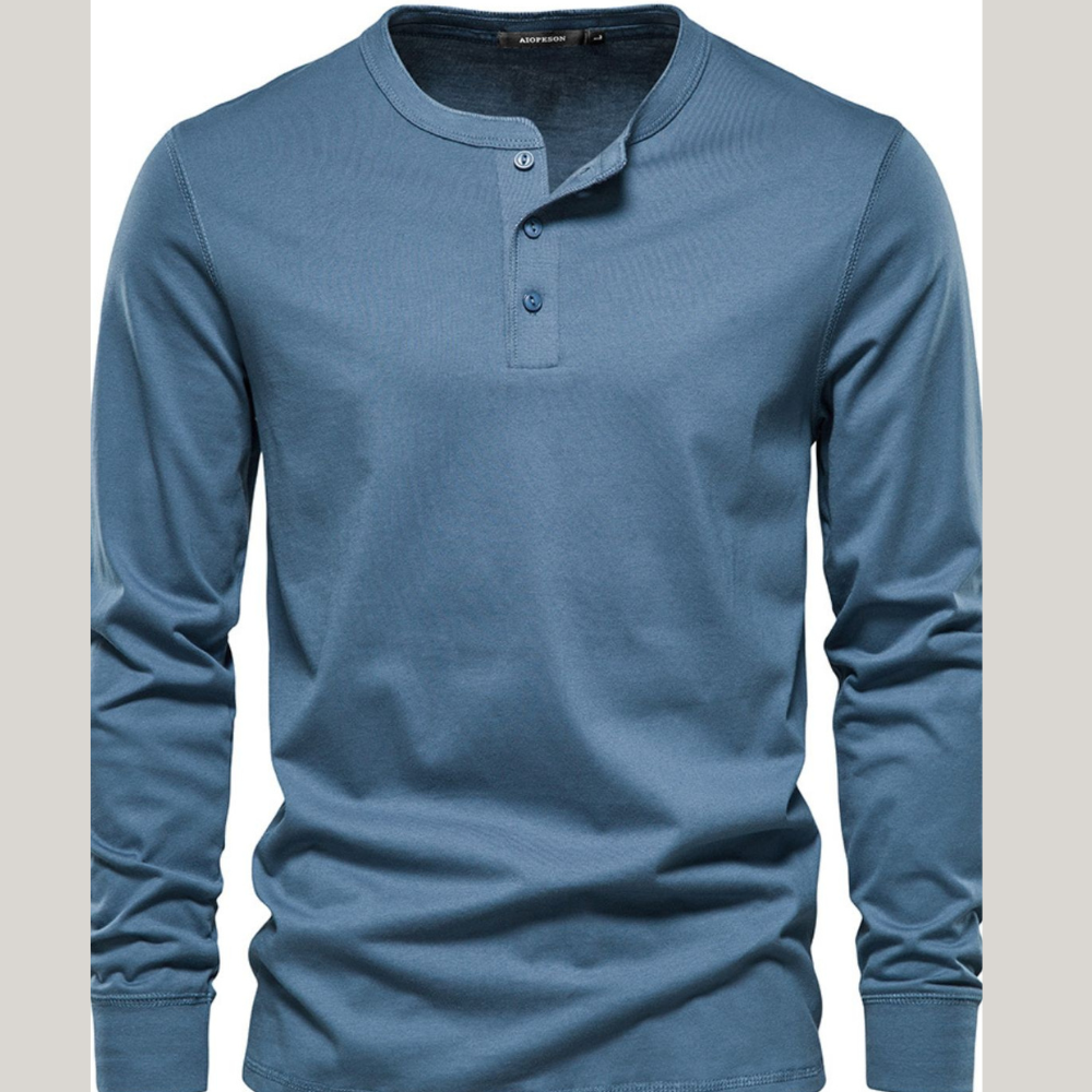 Men's Full Size Quarter Button Round Neck Long Sleeve T-Shirt Plus Size
