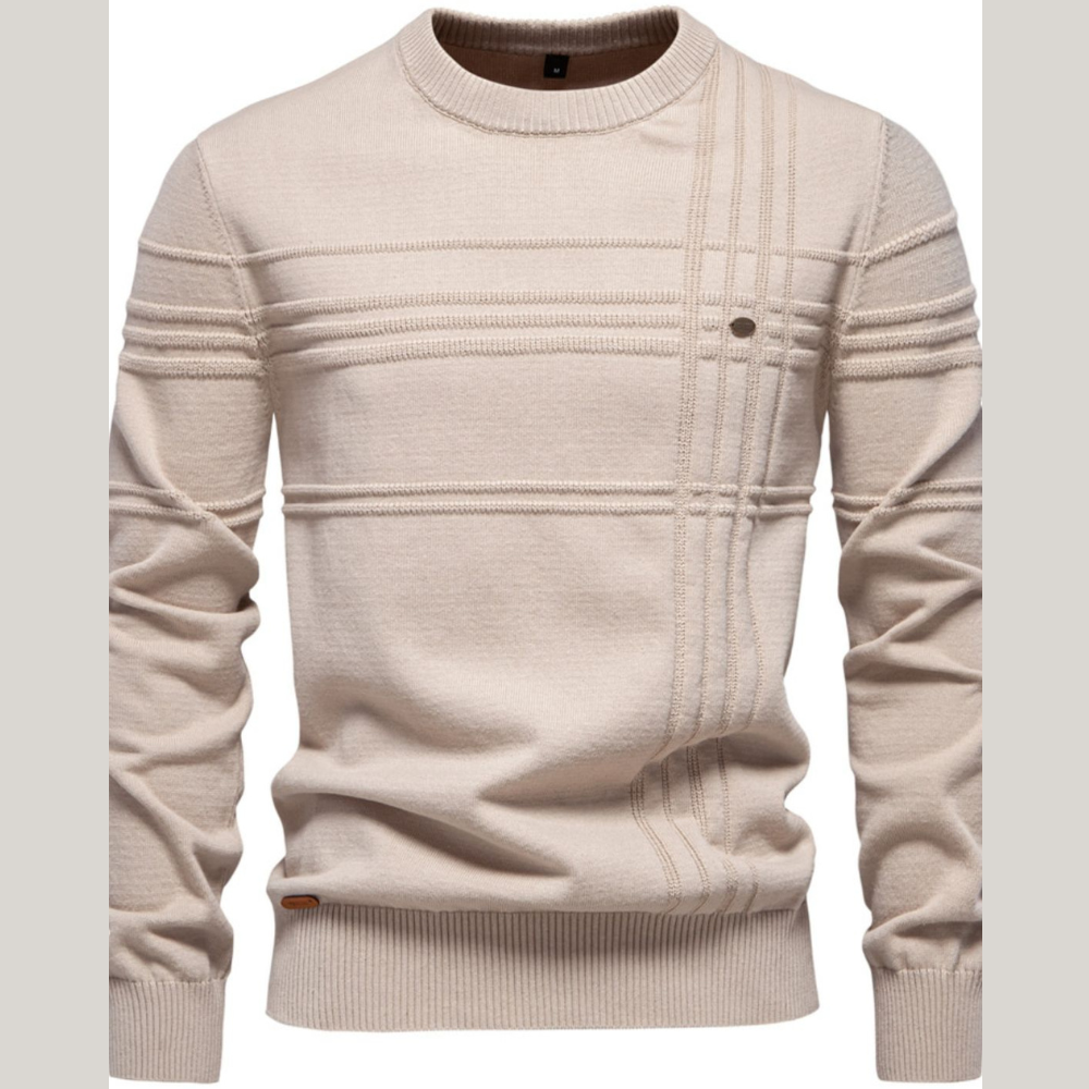 Men's Round Neck Striped Sweater