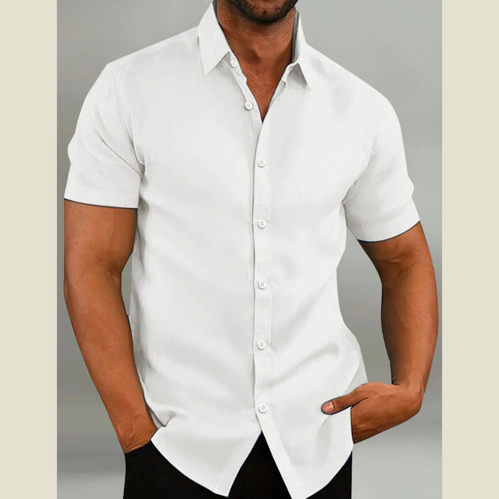Men's Oversized Short Sleeve Button-Down Shirt