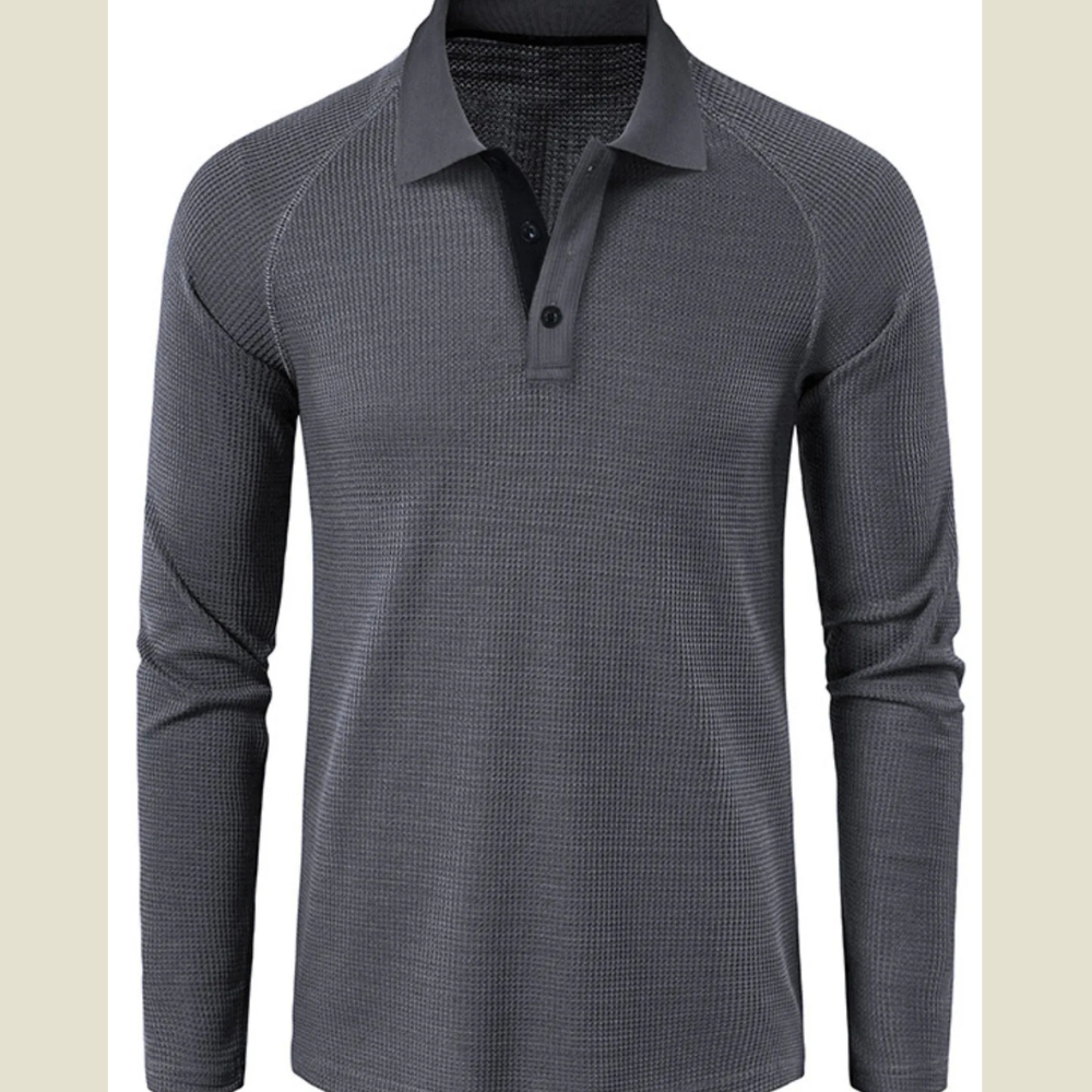Men's Long Sleeve Textured Polo