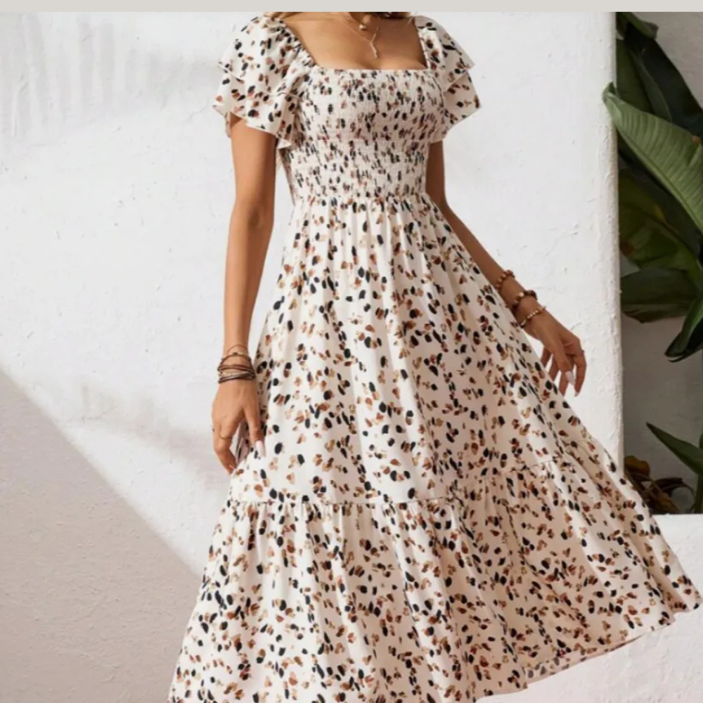 Summer Print Halter Ruffle Dress For Women