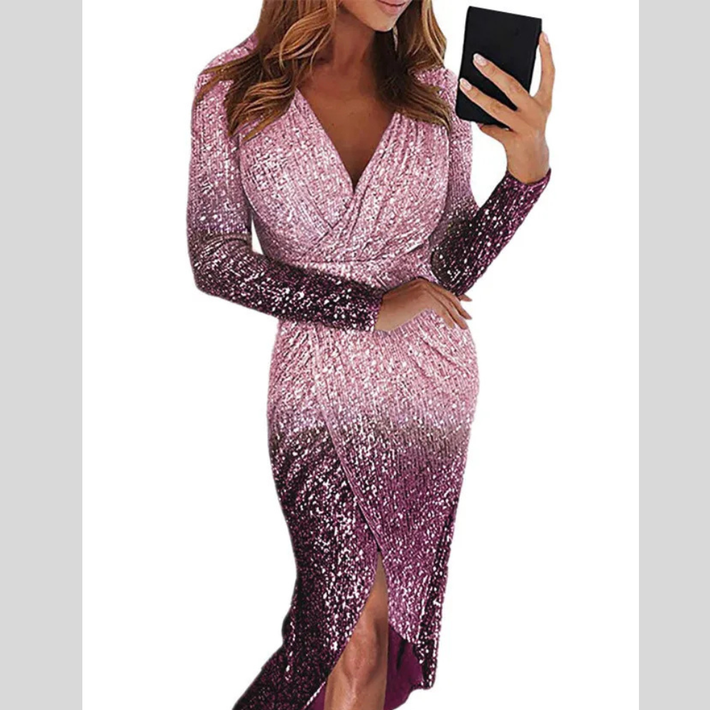 Dinner Party Dress Ladies Shining Evening Party Skirt Gown