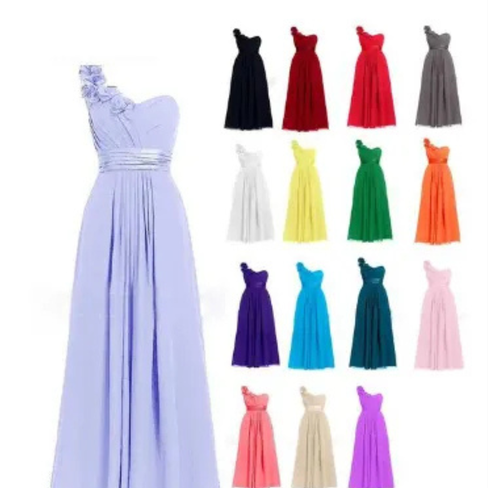 Women's Multi Colored Slanted Neck Sleeveless Strapless Long Dress