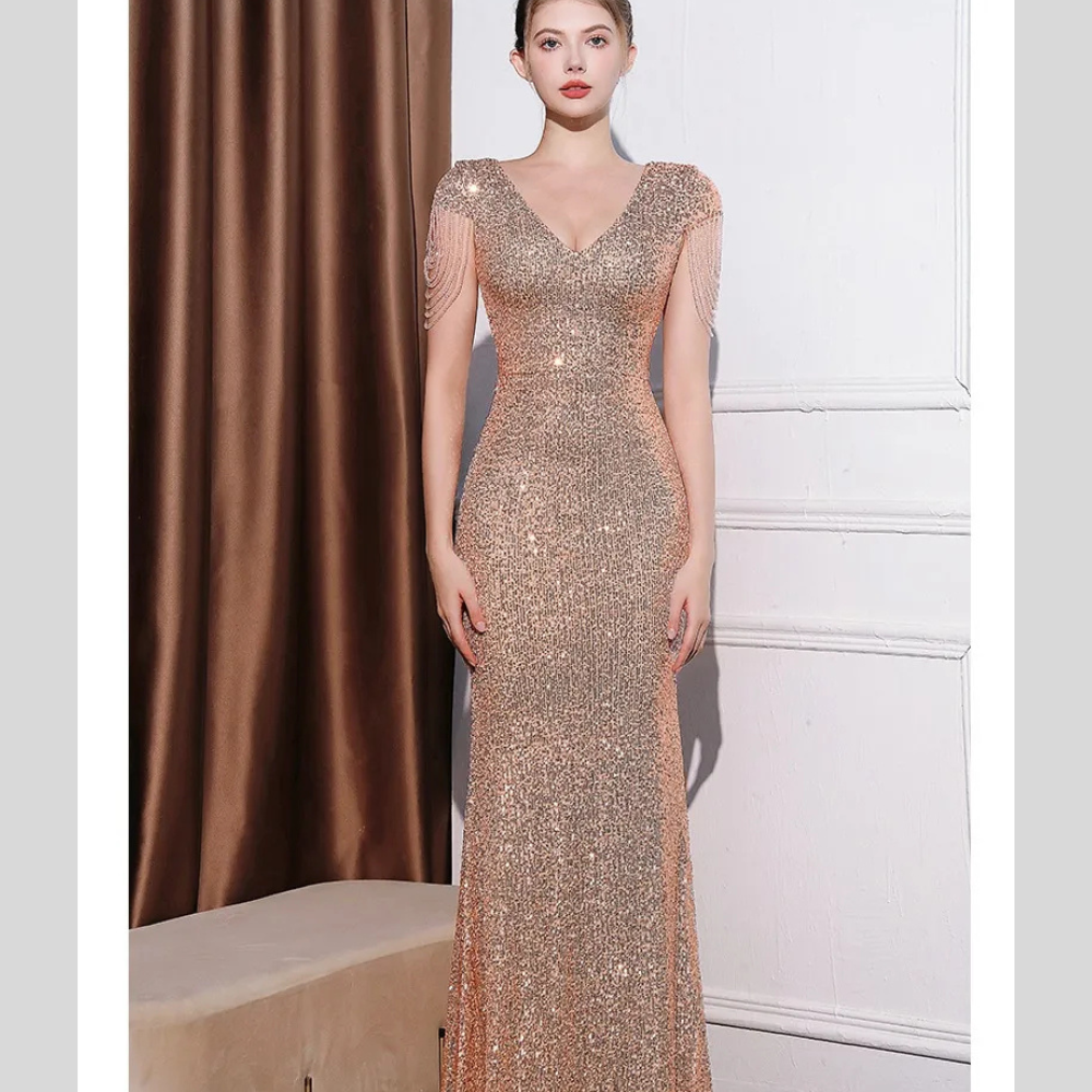 Sequined Slim Fit Slimming Long Dress Women
