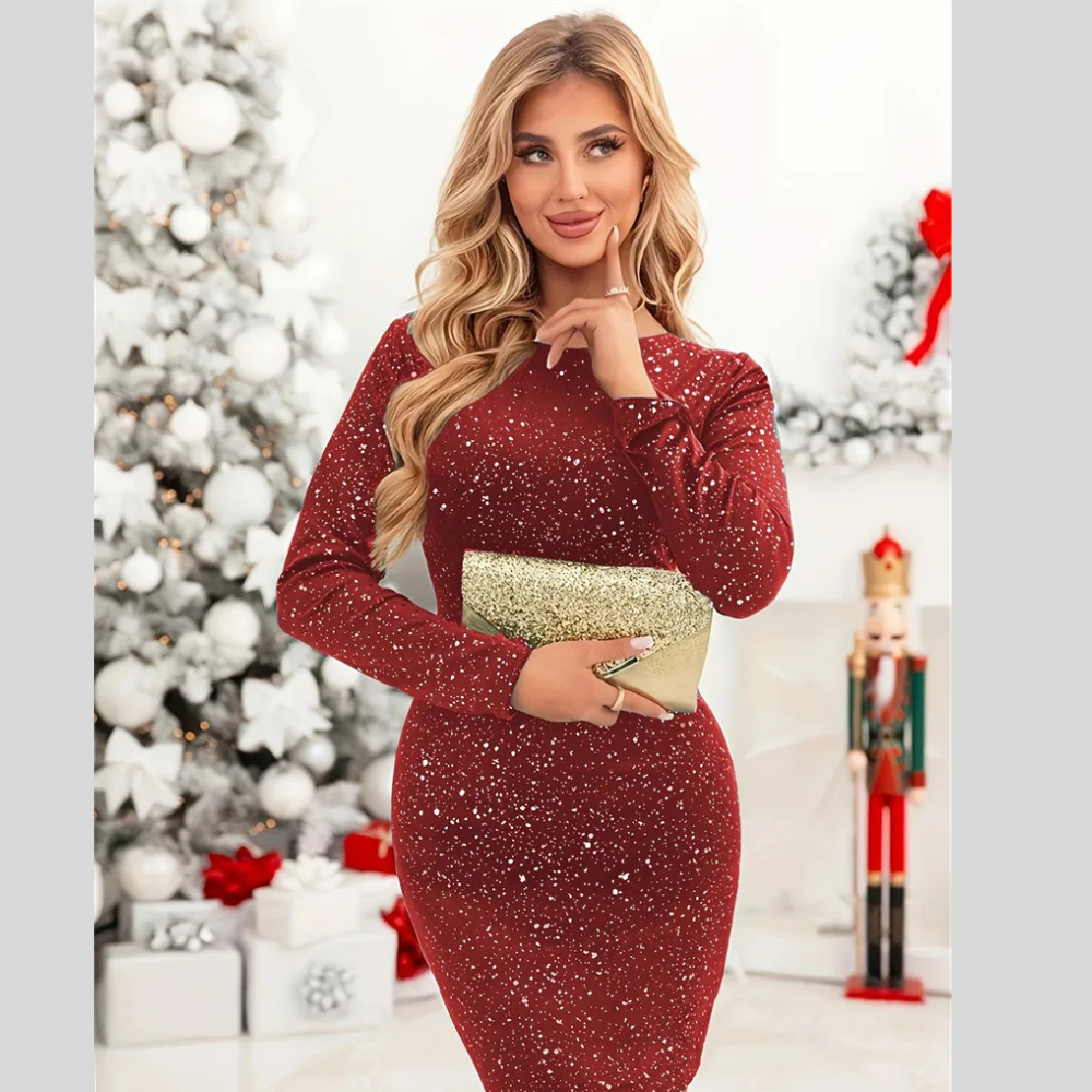 Wish Autumn And Winter New Long Sleeve Narrow Sequins Dress