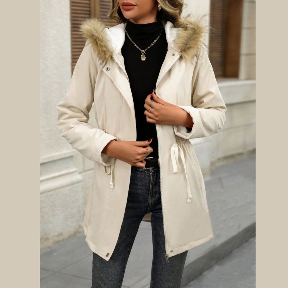 Drawstrig Zip Up Hooded Jacket