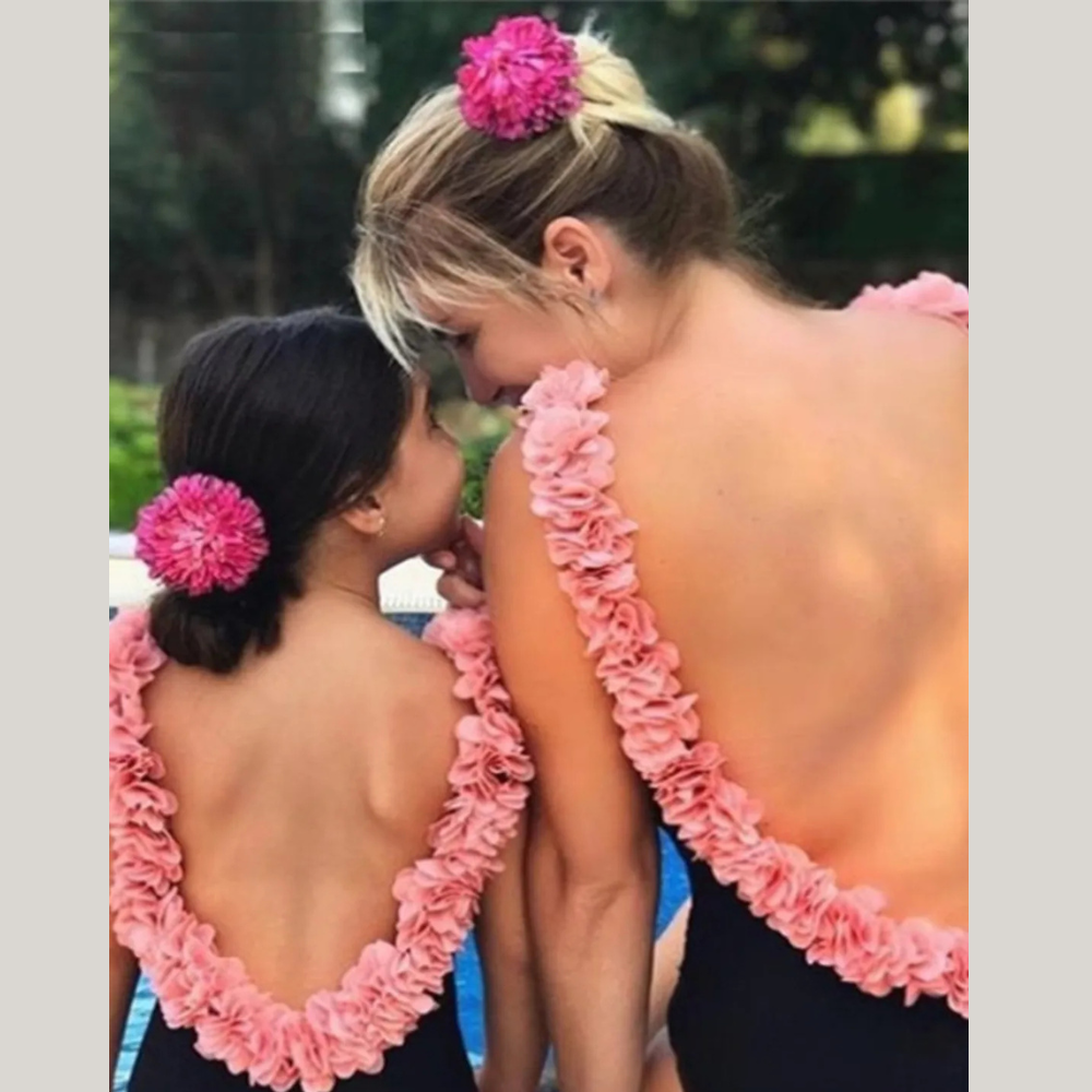 Backless Petal Strap Parent-Child Swimsuit