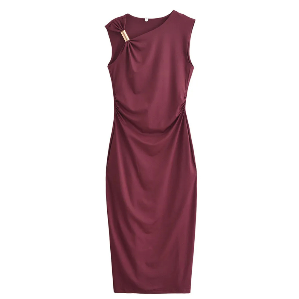 Women's High-grade Satin Sleeveless Pleated Dress