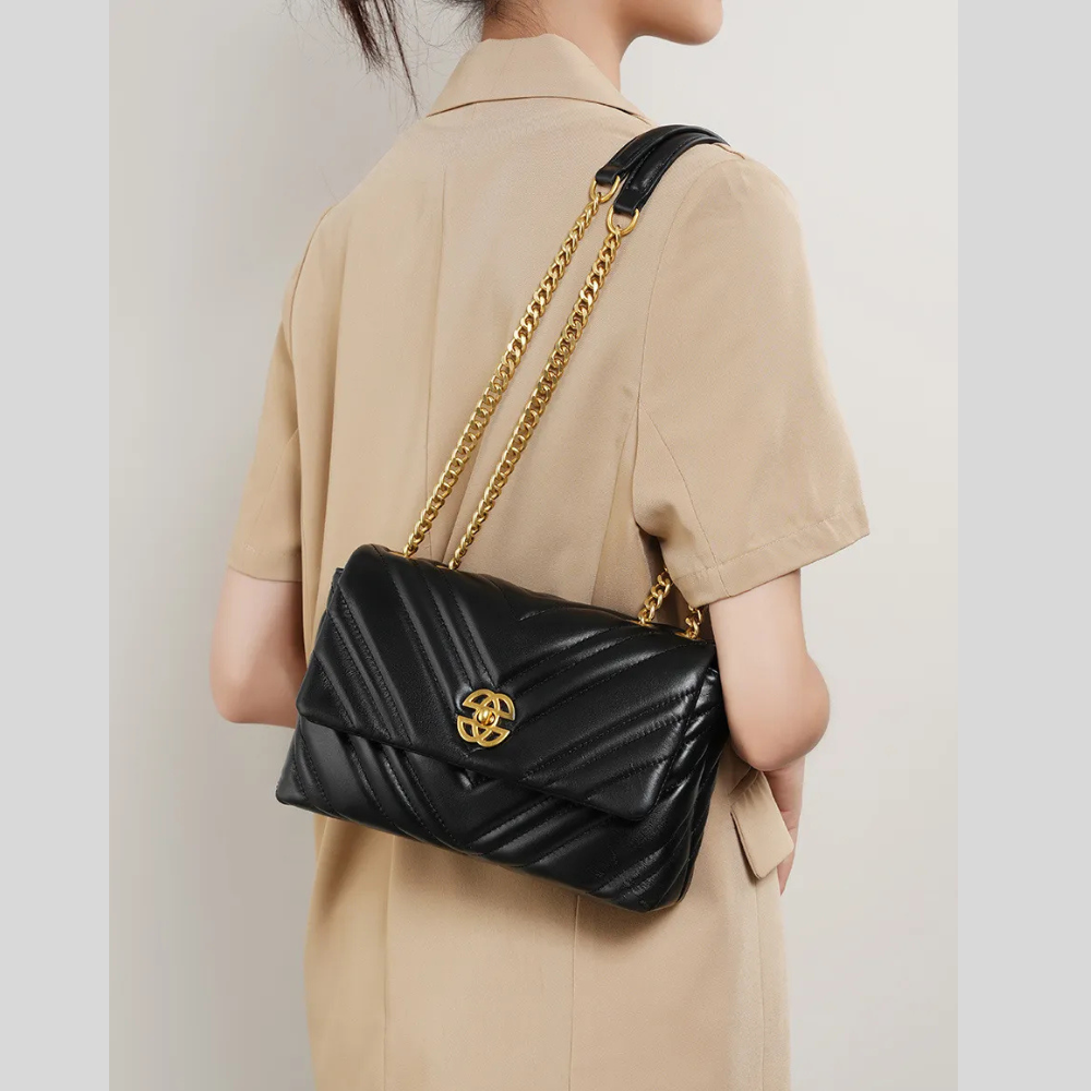 Women's Cowhide Diamond Chain Square Shoulder Messenger Bag