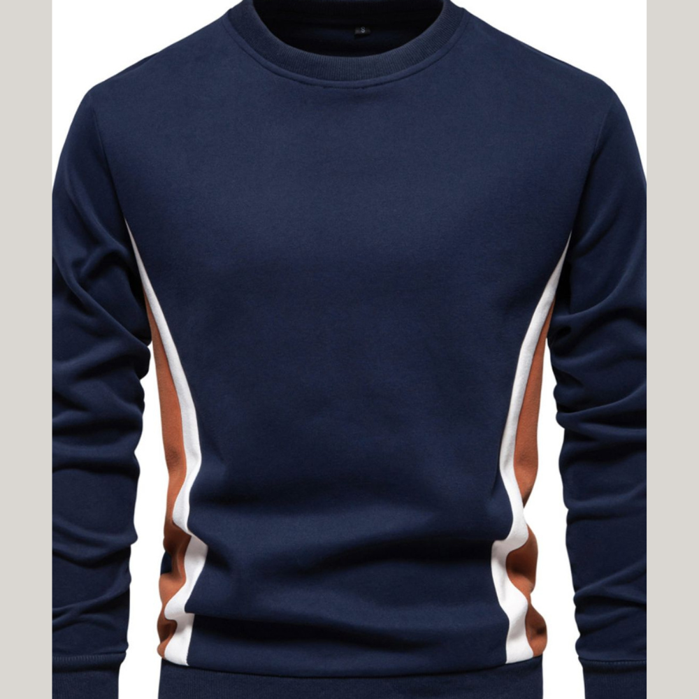 Men's Side Striped Contrast Round Neck Sweatshirt