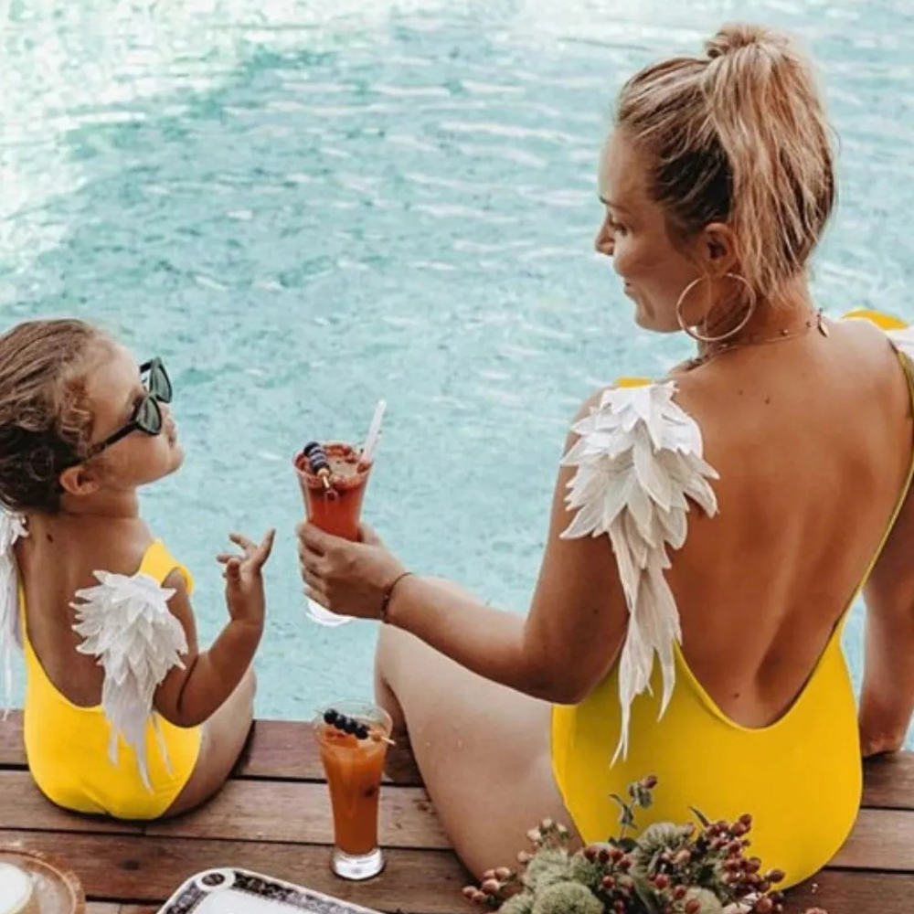 Backless Wide Strap Parent-Child Swimwear