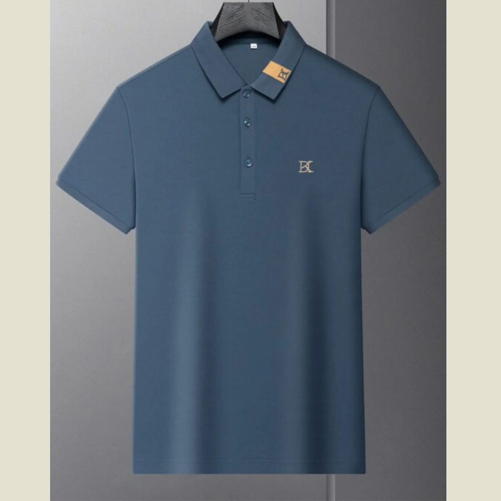 Men’s Plus Size Short Sleeve Polo with Embroidered Accents