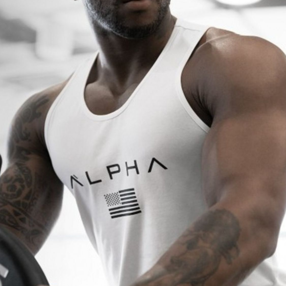 Men's US Flag Round Neck Tank