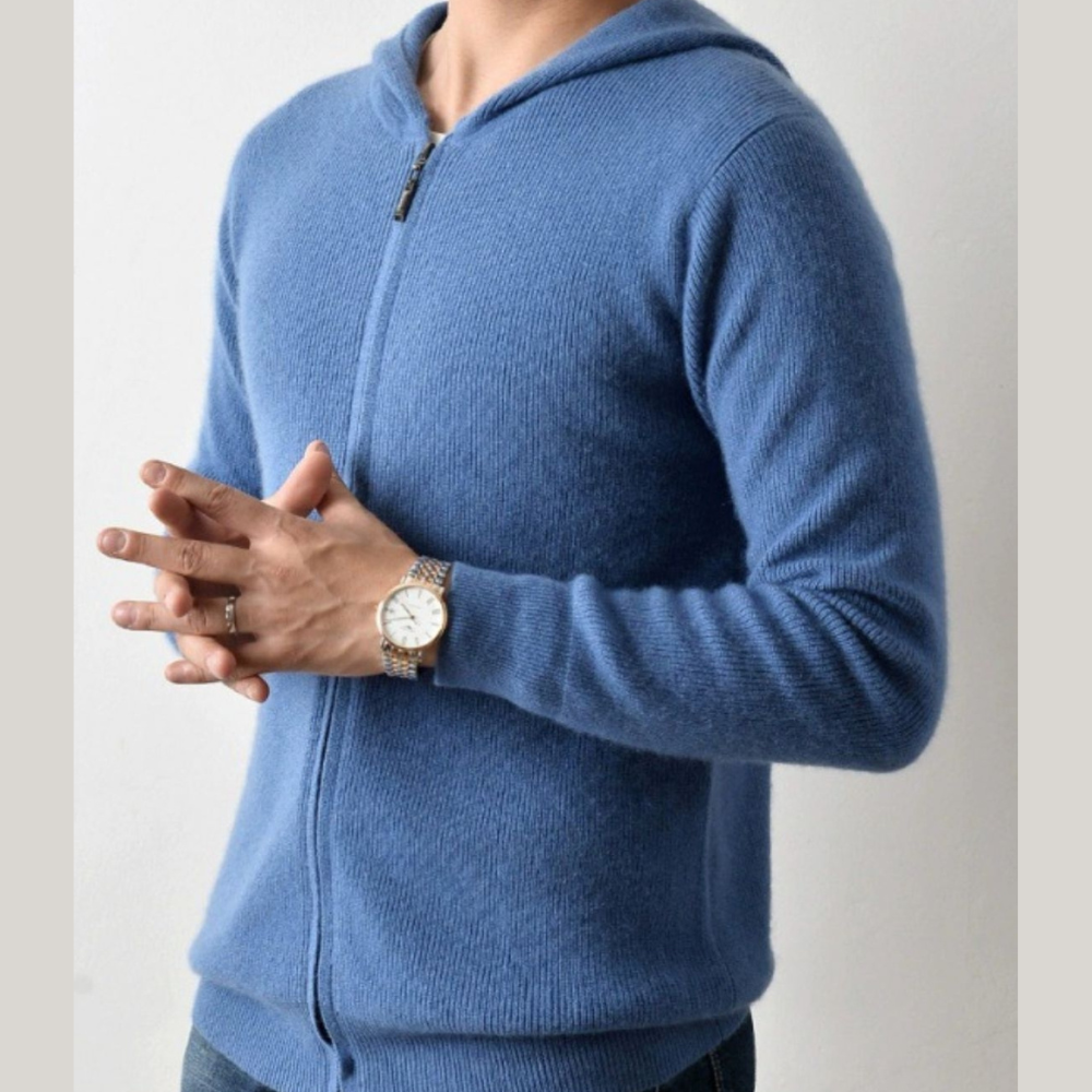 Men's Plus Size Zip Up Long Sleeve Hooded Cardigan