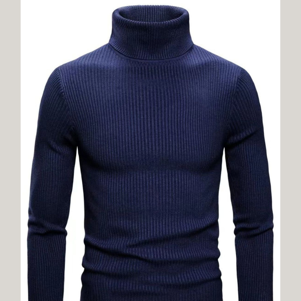 Men's Turtleneck Long Sleeve Ribbed Sweater