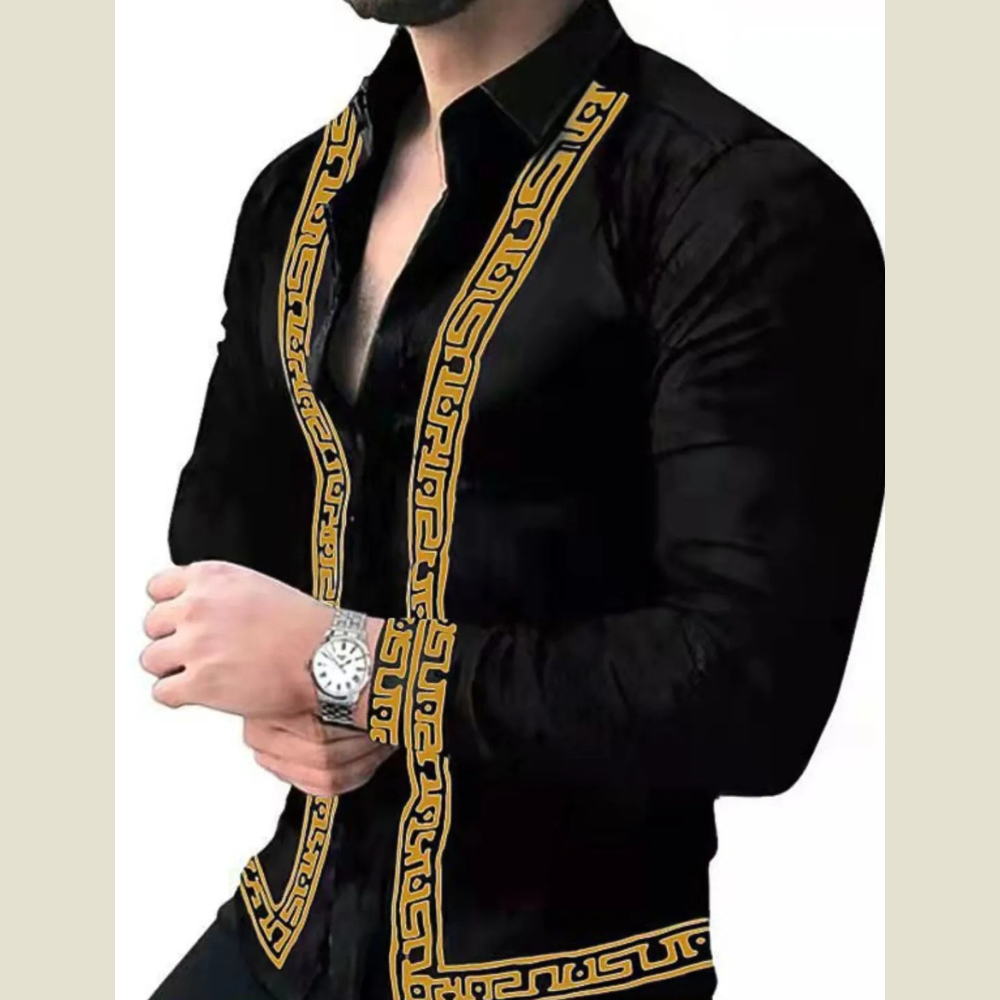 Men's Full Size Stand Collar Long Sleeve Shirt Plus Size