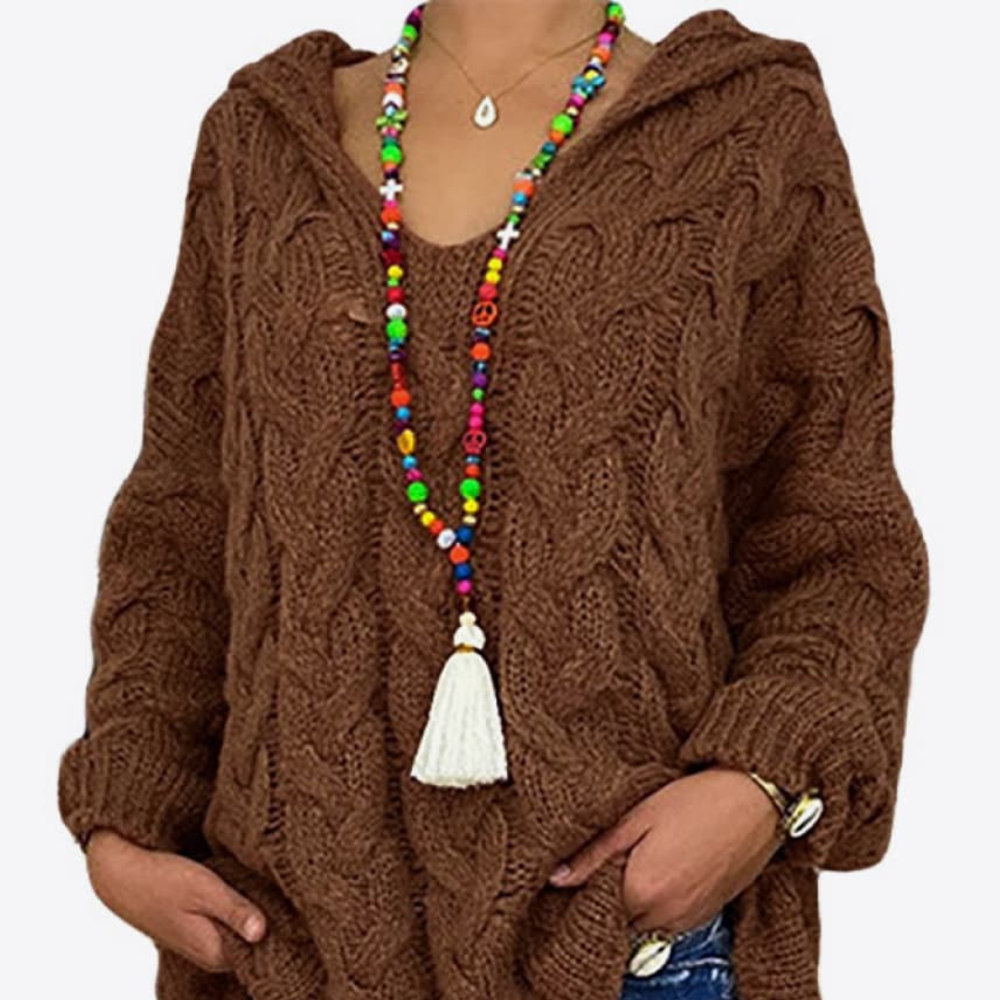 Cable-Knit Hooded Sweater