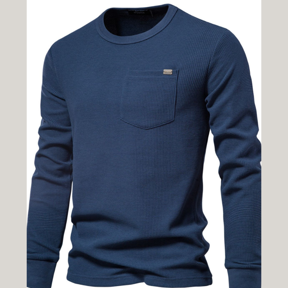 Men's Waffle-Knit Round Neck T-Shirt