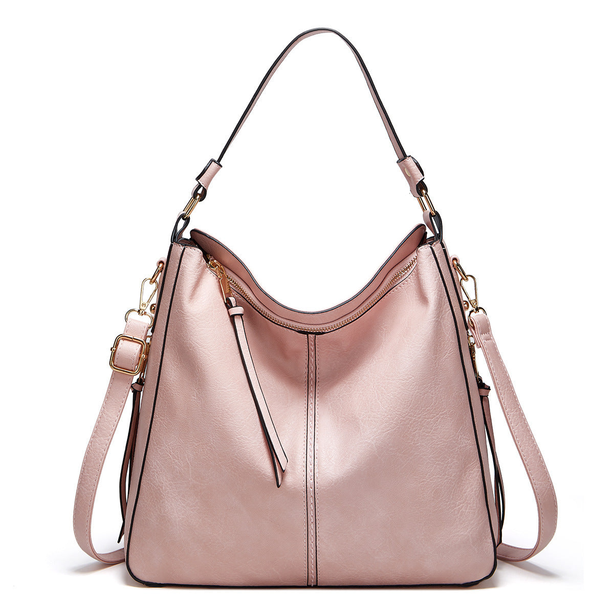 Zipper Bucket Bags With Adjustable Shoulder-strap Handbags